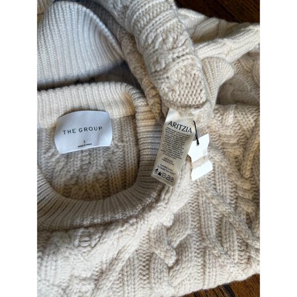 SOLD---ARITZIA The Group Cable Knit Wool Sweater Scandi Minimalist Old Money - Picture 8 of 10